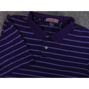 Vineyard Vines Polo Shirt Mens Med Purple Striped Cotton Preppy